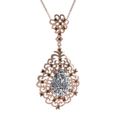 Dalila Kolye - Swarovski ve dumanlı kuvars 8 ayar rose altın kolye (40 cm gümüş rolo zincir) #ww0ui1