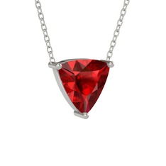 Garnet 18 ayar beyaz altın kolye (40 cm gümüş rolo zincir)