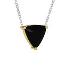 Maura Kolye - Siyah zirkon 8 ayar altın kolye (40 cm beyaz altın rolo zincir) #1qetiap