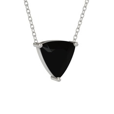 Maura Kolye - Siyah zirkon 925 ayar gümüş kolye (40 cm gümüş rolo zincir) #3xeqa0