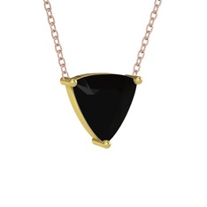 Maura Kolye - Siyah zirkon 18 ayar altın kolye (40 cm gümüş rolo zincir) #5fwbp1