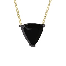 Maura Kolye - Siyah zirkon 925 ayar siyah rodyum kaplama gümüş kolye (40 cm altın rolo zincir) #b4s7uc