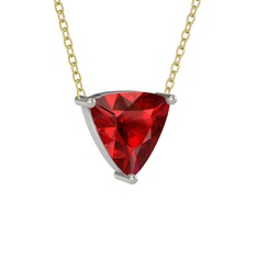 Garnet 14 ayar beyaz altın kolye (40 cm altın rolo zincir)