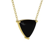 Maura Kolye - Siyah zirkon 8 ayar altın kolye (40 cm gümüş rolo zincir) #yg236n