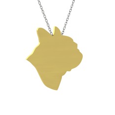 Bulldog Kolye - 8 ayar altın kolye (40 cm gümüş rolo zincir) #x3qe4z