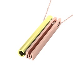 Gizli Harf Kolye (İki Karakter ) - 14 ayar altın kolye (40 cm rose altın rolo zincir) #1avx32j