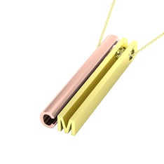 Gizli Harf Kolye (İki Karakter ) - 925 ayar rose altın kaplama gümüş kolye (40 cm gümüş rolo zincir) #oswxxc
