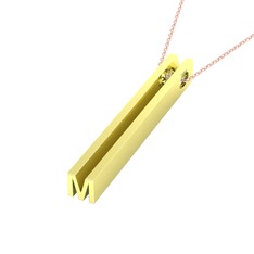 Gizli Harf Kolye (Tek Karakter ) - 14 ayar altın kolye (40 cm gümüş rolo zincir) #1q2nf19