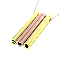 Gizli Harf Kolye (Üç Karakter) - 18 ayar altın kolye (40 cm rose altın rolo zincir) #x1nach