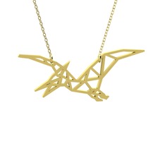 Origami Pteranodon Kolye - 18 ayar altın kolye (40 cm altın rolo zincir) #1cjkm2c