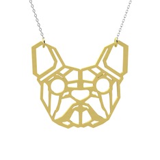 Origami French Bulldog Kolye - 14 ayar altın kolye (40 cm beyaz altın rolo zincir) #103qtro