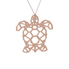 Origami Kaplumbağa Kolye - 925 ayar rose altın kaplama gümüş kolye (40 cm gümüş rolo zincir) #18v28a6