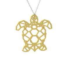 Origami Kaplumbağa Kolye - 14 ayar altın kolye (40 cm beyaz altın rolo zincir) #1g8hf4x