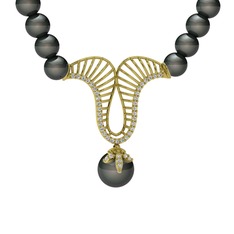 Norah İnci Kolye - Siyah inci ve beyaz zirkon 925 ayar altın kaplama gümüş kolye #1hr5saq