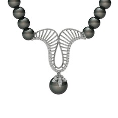 Norah İnci Kolye - Siyah inci ve swarovski 925 ayar gümüş kolye #1vchrpl