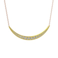Lali Ay Kolye - Beyaz zirkon 8 ayar altın kolye (40 cm rose altın rolo zincir) #12ppvk0