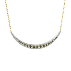 Lali Ay Kolye - Peridot 18 ayar beyaz altın kolye (40 cm gümüş rolo zincir) #12qfxsq
