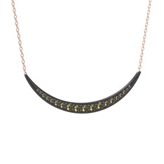 Lali Ay Kolye - Peridot 925 ayar siyah rodyum kaplama gümüş kolye (40 cm rose altın rolo zincir) #12u8ikg