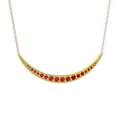 Lali Ay Kolye - Garnet 8 ayar altın kolye (40 cm rose altın rolo zincir) #154izwl