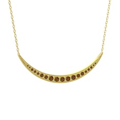 Lali Ay Kolye - Dumanlı kuvars 18 ayar altın kolye (40 cm altın rolo zincir) #16c6pxm
