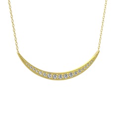 Lali Ay Kolye - Beyaz zirkon 18 ayar altın kolye (40 cm altın rolo zincir) #173ztsd