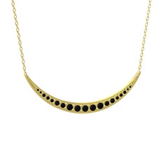 Lali Ay Kolye - Siyah zirkon 925 ayar altın kaplama gümüş kolye (40 cm altın rolo zincir) #17vybsp