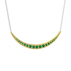 Lali Ay Kolye - Yeşil kuvars 18 ayar altın kolye (40 cm beyaz altın rolo zincir) #18sldlb