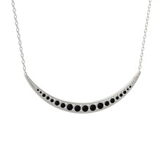Lali Ay Kolye - Siyah zirkon 14 ayar beyaz altın kolye (40 cm gümüş rolo zincir) #1c6ren2