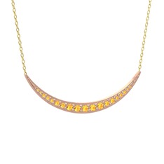 Lali Ay Kolye - Sitrin 8 ayar rose altın kolye (40 cm altın rolo zincir) #1is7oln