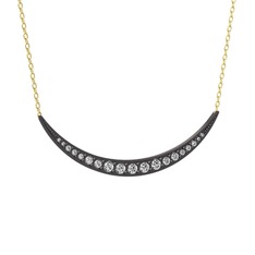 Lali Ay Kolye - Swarovski 925 ayar siyah rodyum kaplama gümüş kolye (40 cm altın rolo zincir) #1juxwj