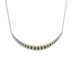 Lali Ay Kolye - Peridot 14 ayar beyaz altın kolye (40 cm rose altın rolo zincir) #1jvzcst