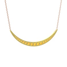 Lali Ay Kolye - Sitrin 18 ayar altın kolye (40 cm rose altın rolo zincir) #1kwxm5j