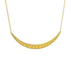 Lali Ay Kolye - Sitrin 8 ayar altın kolye (40 cm altın rolo zincir) #1lrzoro