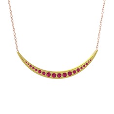 Lali Ay Kolye - Rodolit garnet 925 ayar altın kaplama gümüş kolye (40 cm rose altın rolo zincir) #1rkyxnx