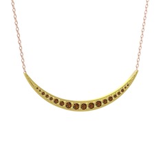 Lali Ay Kolye - Dumanlı kuvars 18 ayar altın kolye (40 cm gümüş rolo zincir) #6nkkwp