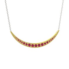 Lali Ay Kolye - Rodolit garnet 18 ayar altın kolye (40 cm beyaz altın rolo zincir) #96mvaj