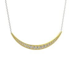Lali Ay Kolye - Beyaz zirkon 18 ayar altın kolye (40 cm beyaz altın rolo zincir) #jn251k