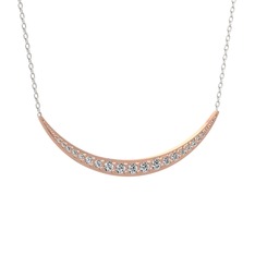 Lali Ay Kolye - Swarovski 18 ayar rose altın kolye (40 cm beyaz altın rolo zincir) #l8aewv