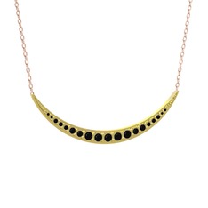 Lali Ay Kolye - Siyah zirkon 18 ayar altın kolye (40 cm gümüş rolo zincir) #qws2tr
