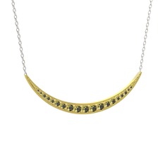 Lali Ay Kolye - Peridot 14 ayar altın kolye (40 cm beyaz altın rolo zincir) #ve2xko