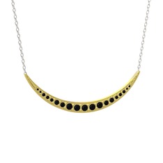 Lali Ay Kolye - Siyah zirkon 8 ayar altın kolye (40 cm beyaz altın rolo zincir) #vehedk