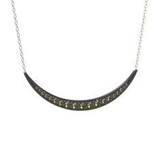 Lali Ay Kolye - Peridot 925 ayar siyah rodyum kaplama gümüş kolye (40 cm beyaz altın rolo zincir) #xa83yk