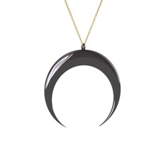 Hilal Kolye - 925 ayar siyah rodyum kaplama gümüş kolye (40 cm altın rolo zincir) #uhsfcv