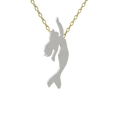 Küçük Deniz Kızı Kolye - 18 ayar beyaz altın kolye (40 cm gümüş rolo zincir) #1fjyb00