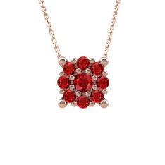 Garnet 18 ayar rose altın kolye (40 cm rose altın rolo zincir)