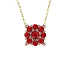 Garnet 18 ayar rose altın kolye (40 cm gümüş rolo zincir)