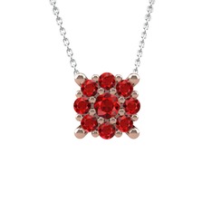 Garnet 18 ayar rose altın kolye (40 cm beyaz altın rolo zincir)