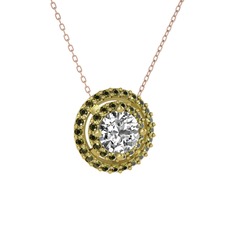 Lyra Kolye - Pırlanta ve peridot 14 ayar altın kolye (0.92 karat, 40 cm rose altın rolo zincir) #10bln0o