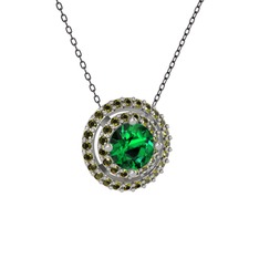 Lyra Kolye - Yeşil kuvars ve peridot 925 ayar gümüş kolye (40 cm gümüş rolo zincir) #14hjn72