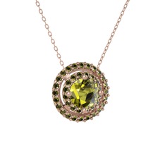 Lyra Kolye - Peridot 18 ayar rose altın kolye (40 cm rose altın rolo zincir) #1clueen